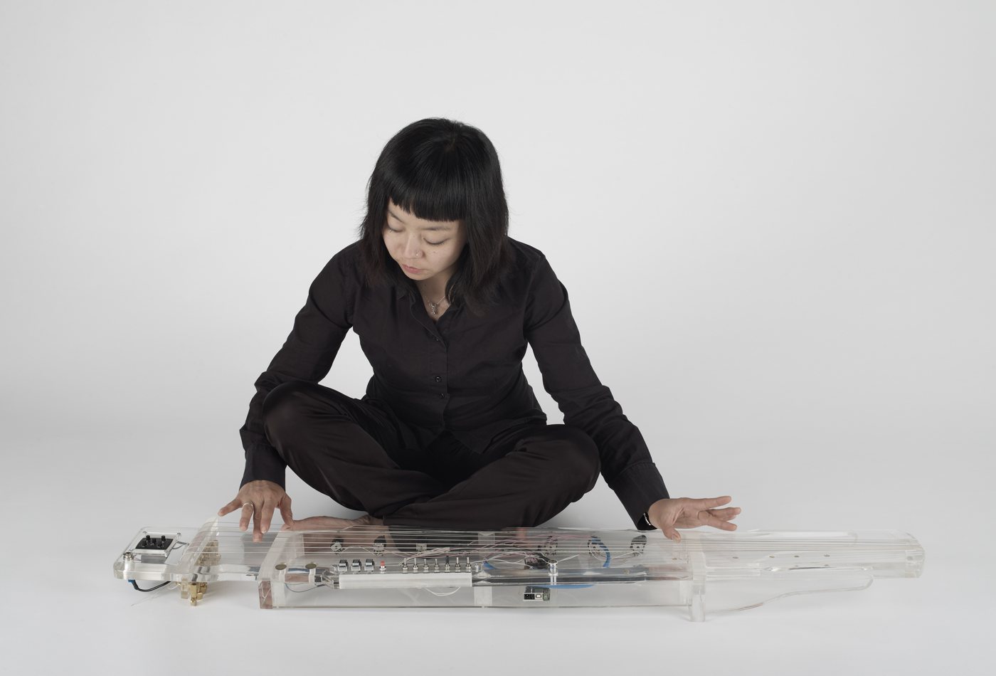 Echo Ho with the first version of the SlowQin, 2007